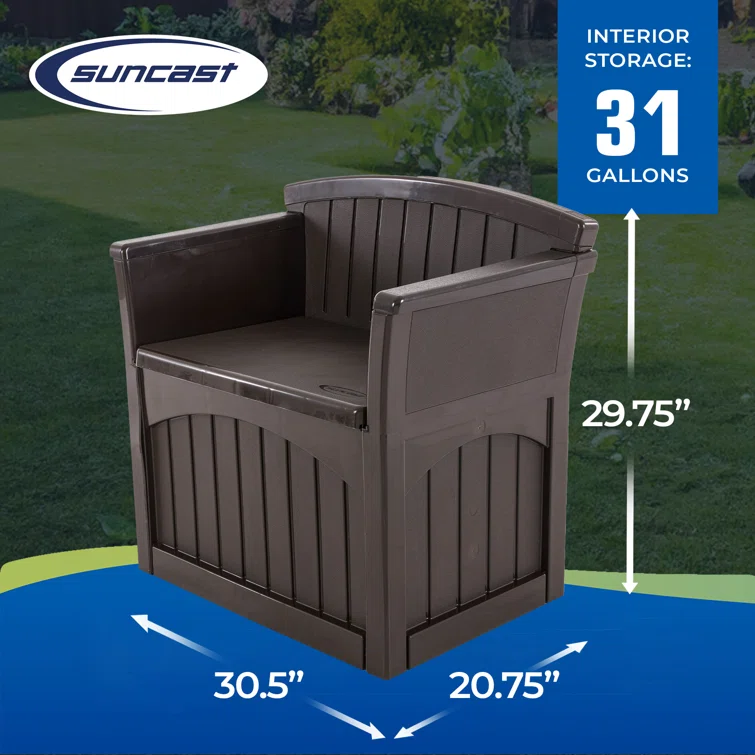 Suncast Outdoor Bench with 31 Gallon Storage Seat