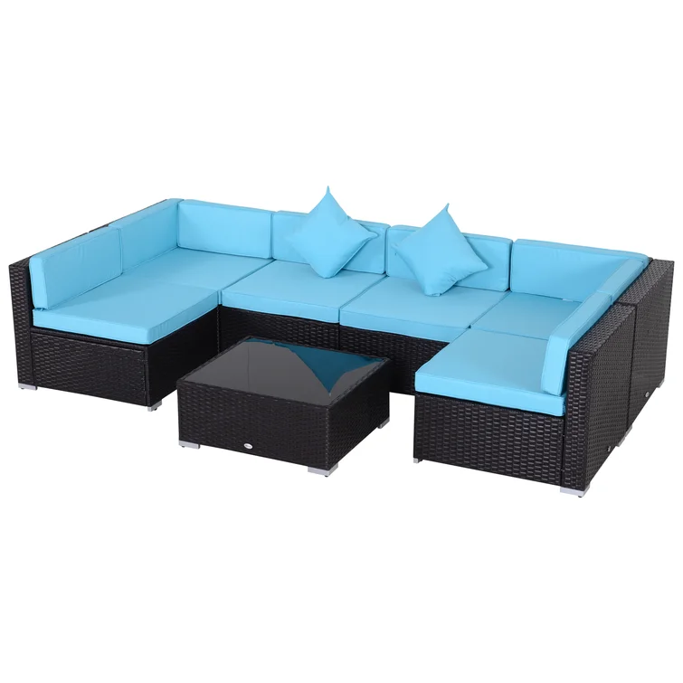 Merton 7-Piece Patio Furniture Sets Outdoor Rattan Conversation Sets