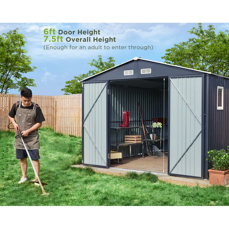 10ft W. x 12 ft. D Aluminum Corner Metal Storage Shed