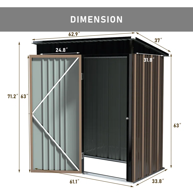5 ft. W x 3 ft. D Stainless Steel Storage Shed