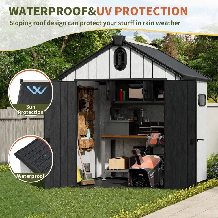 6 ft. W x 6 ft. D Polyethylene Plastic Storage Shed