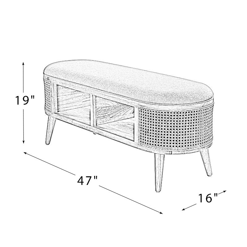 Myrna Cane Storage Bench