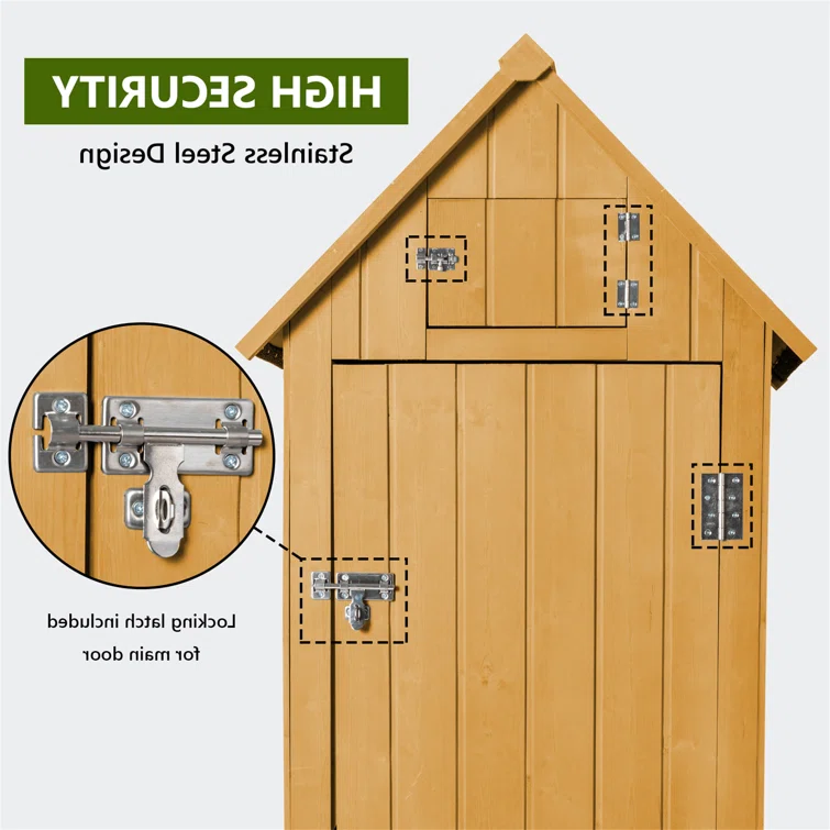 Lashenda 2 ft. 0.6 in. W x 1 ft. 0.63 in. D Solid Wood Vertical Tool Shed