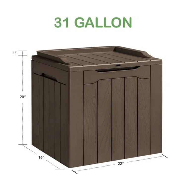 Furmax 31 Gallons Resin Lockable Deck Box (Set of 2)
