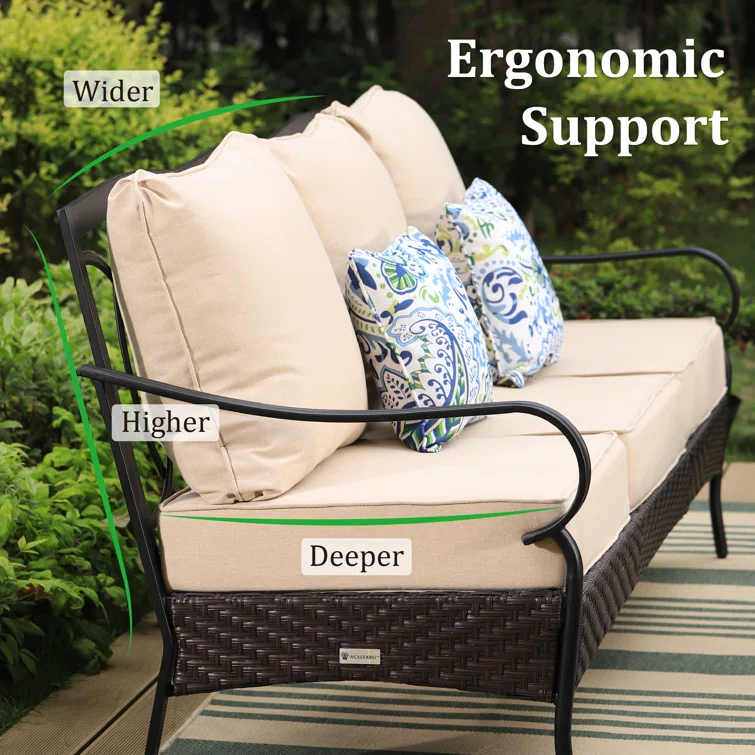 Argyri 5-Person Swivel Outdoor Conversation Set with Fire Pit Table & Optional Ottomans