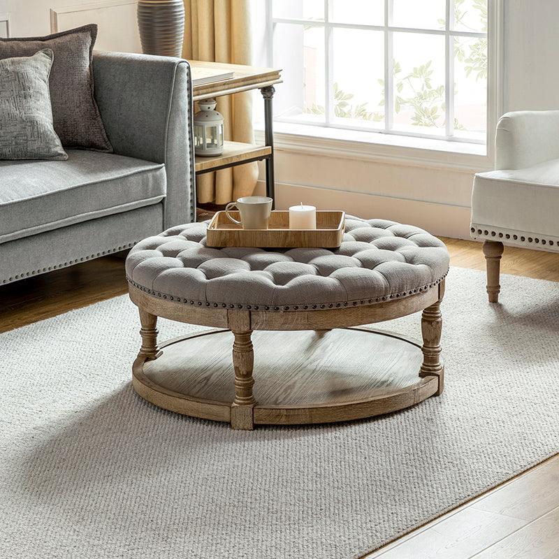 Danilynn Tufted Round Cocktail Ottoman Coffee Table