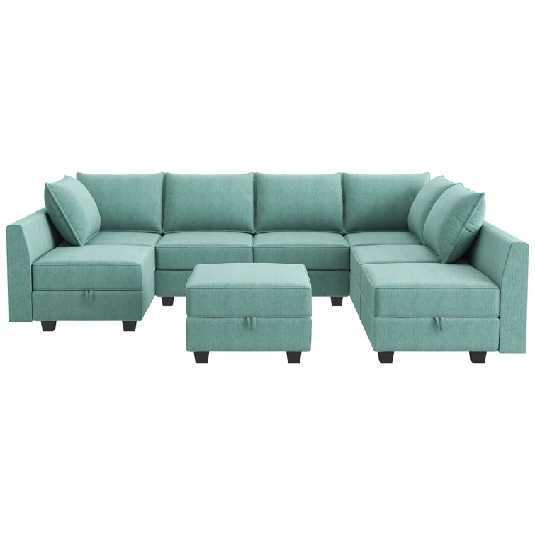 Modular U shaped Sectional Sofa with Storage Ottoman