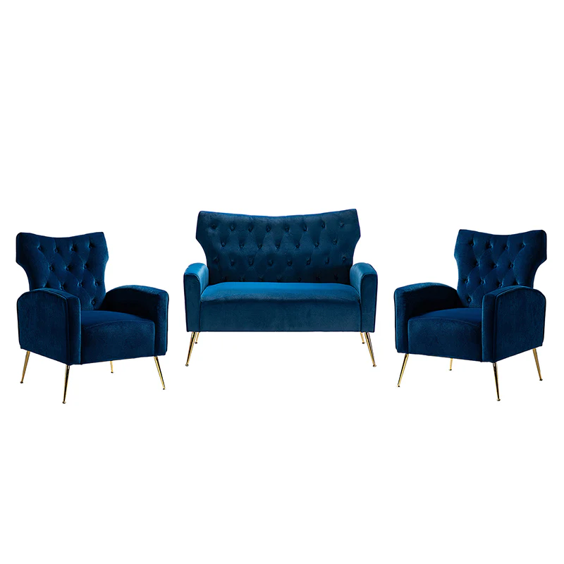 Amira Velvet 3-Piece Living Room Set