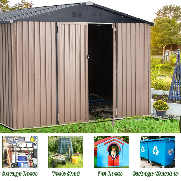 10 ft. W x 8 ft. D Galvanized Steel Storage Shed