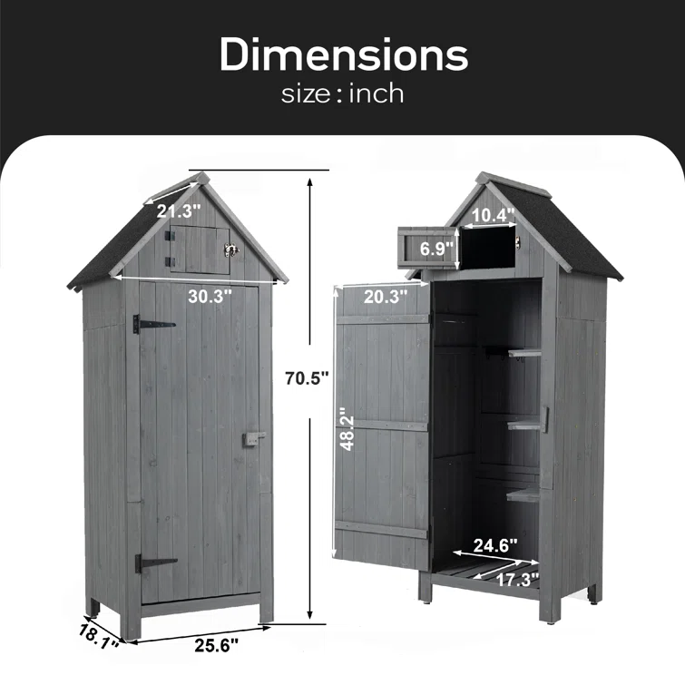 3 ft. W x 2 ft. D Vertical Tool Shed