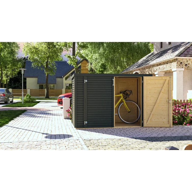 Bertilo 6 ft. 7 in. W x 3 ft. 5 in. D Solid Wood Horizontal Bike Shed