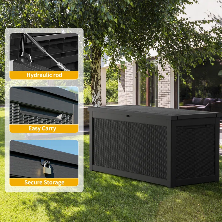 WORACO 32.2 W 260 Gallons Water Resistant Resin Lockable Deck Box