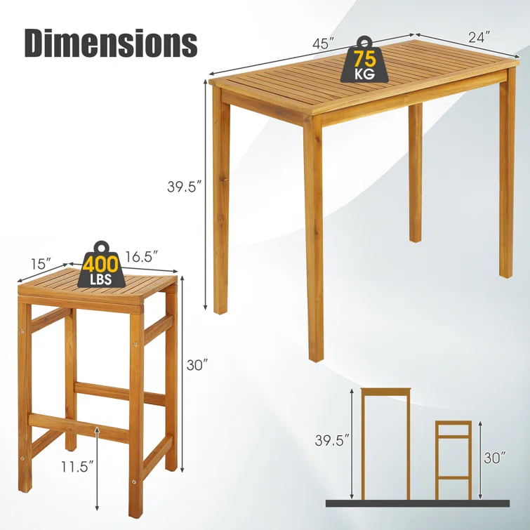 Tonji 4 - Person Rectangular Outdoor Dining Set