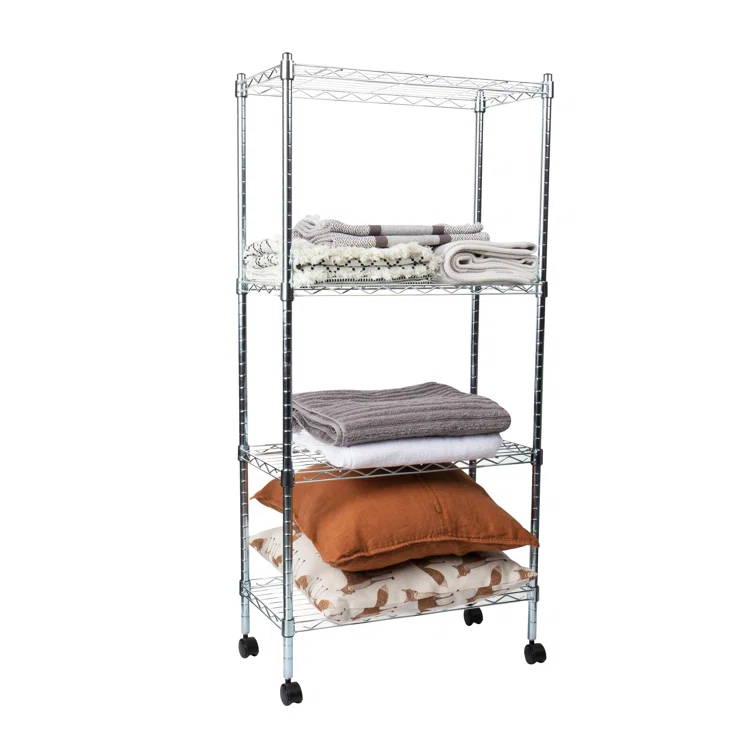 23.25'' W Metal Height -Adjustable Shelving Unit with Wheels