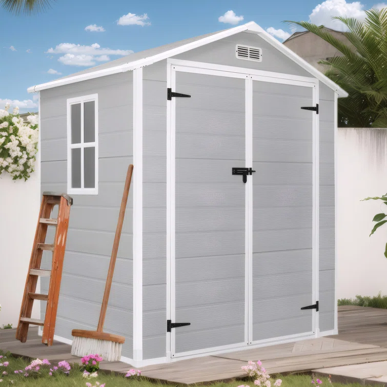 6' x 4' Resin Outdoor Storage Shed with Lockable Door & Air Vent, Garden/Backyard/Pool Tool Shed