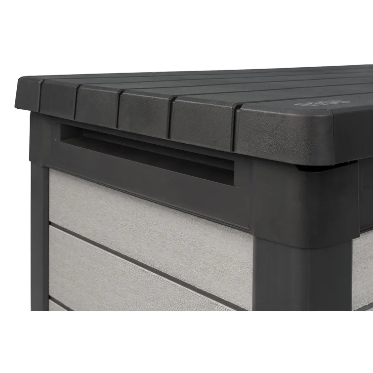Keter Denali 200 Gallon Durable Resin Outdoor Storage and Organization Deck Box Ideal For Garden Patio Furniture and Supplies, Grey