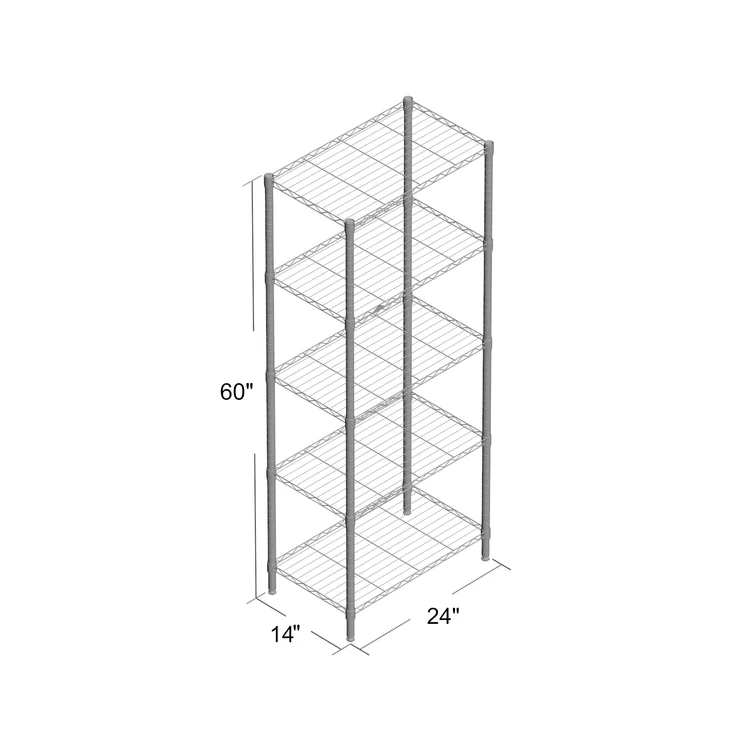 24'' W Metal Height -Adjustable Shelving Unit with Wheels