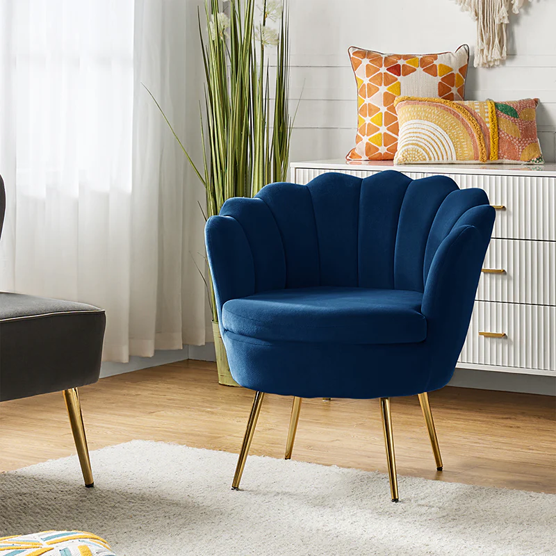 Evelia Velvet Scalloped Barrel Chair