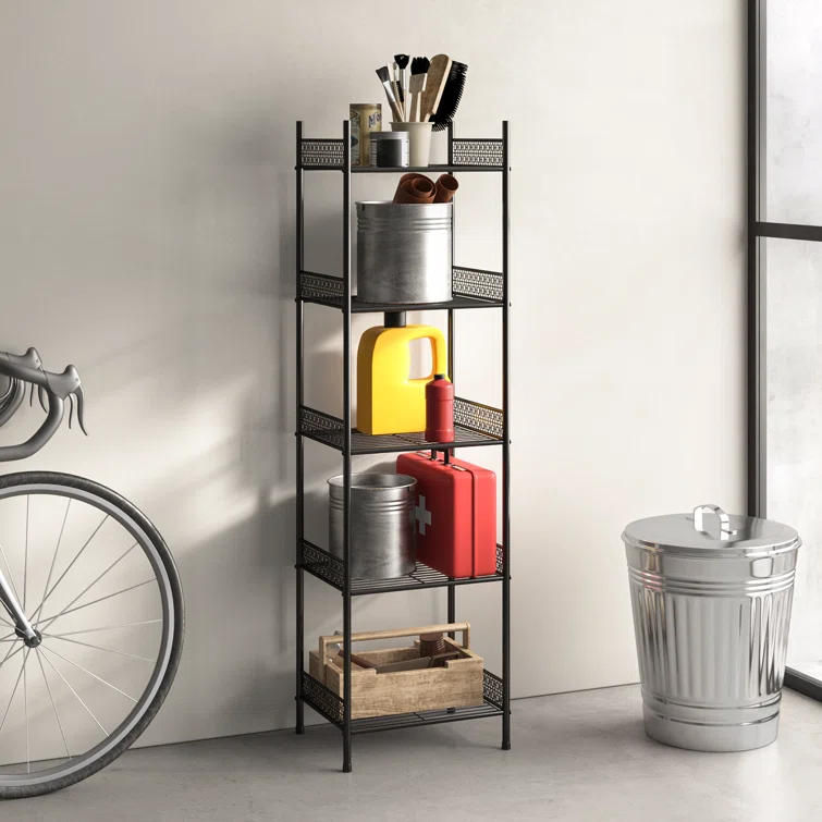 Moffitt 57" H x 12.6" W x 16.3" D 5 Tier Wire Shelving Unit Metal Storage Organizer Rack