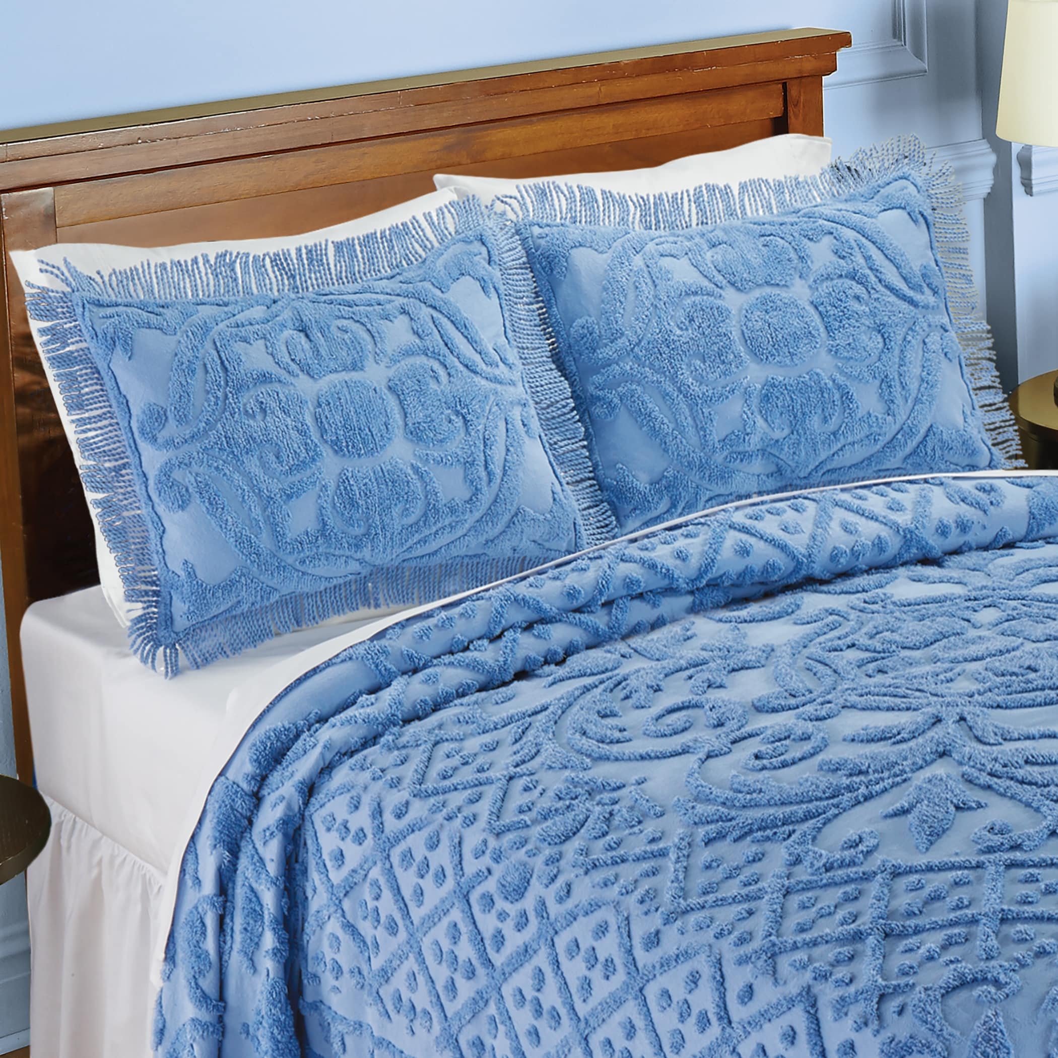 Diana Textured Design Fringe Border Chenille Pillow Sham