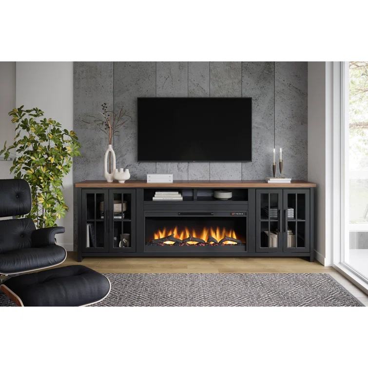 Brixham 97 inch Fireplace TV Stand Console for TVs up to 100 inches, Two-Tone Finish