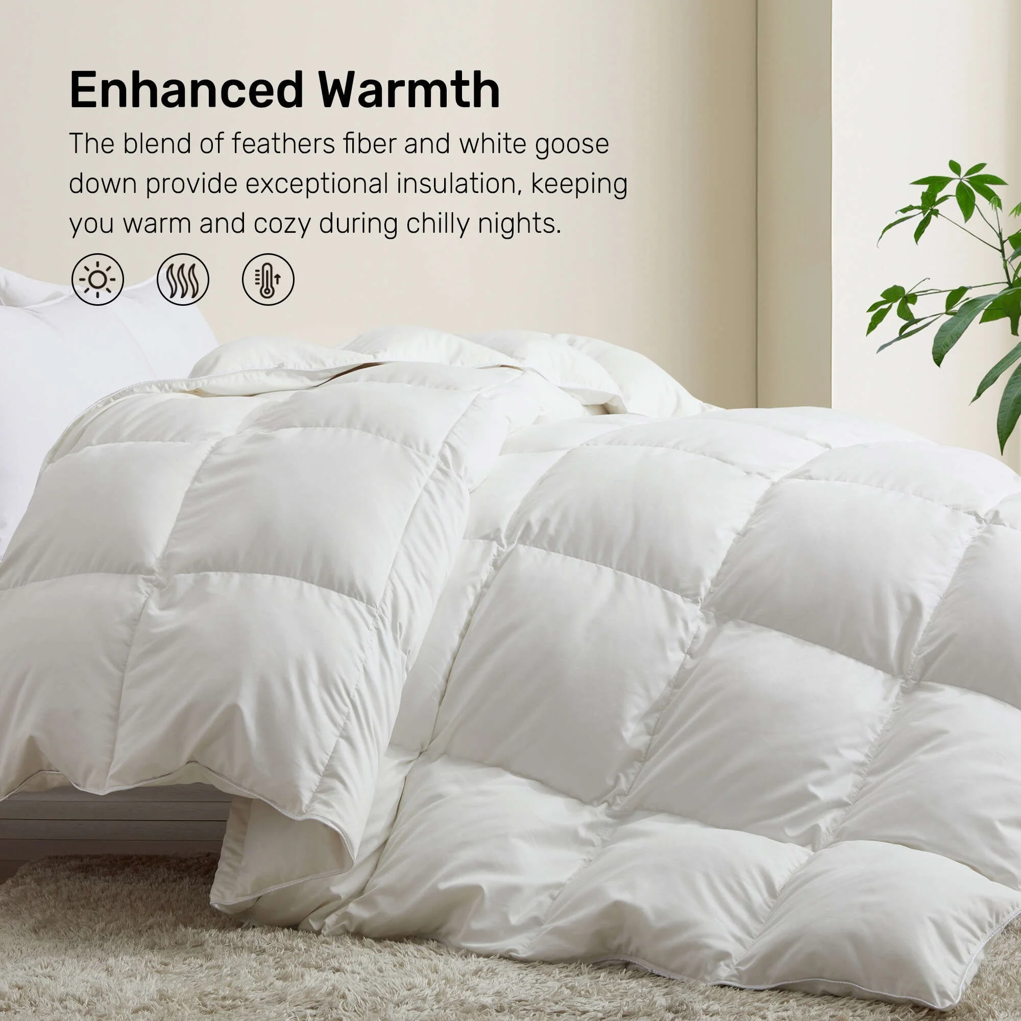 All Season to Heavyweight Premium White Goose Down Comforter Duvet Insert