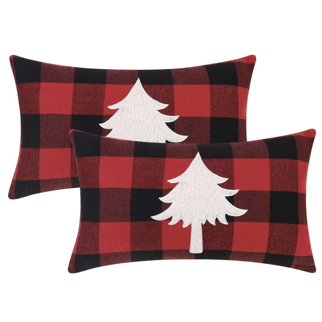 Pack of 2 Plaid Print Throw Pillow Covers, Farmhouse Cushion Covers