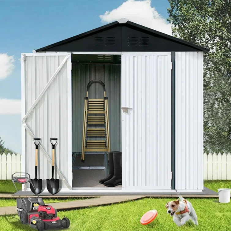 Outdoor Storage Shed 6FT X 4FT, Tool Shed Storage House with Door, Metal Sheds Outdoor Storage