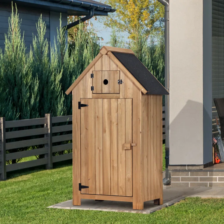 Mcombo 3 ft. W x 2 ft. D Wood Storage Sheds,Garden Cupboard with Door and Shelves