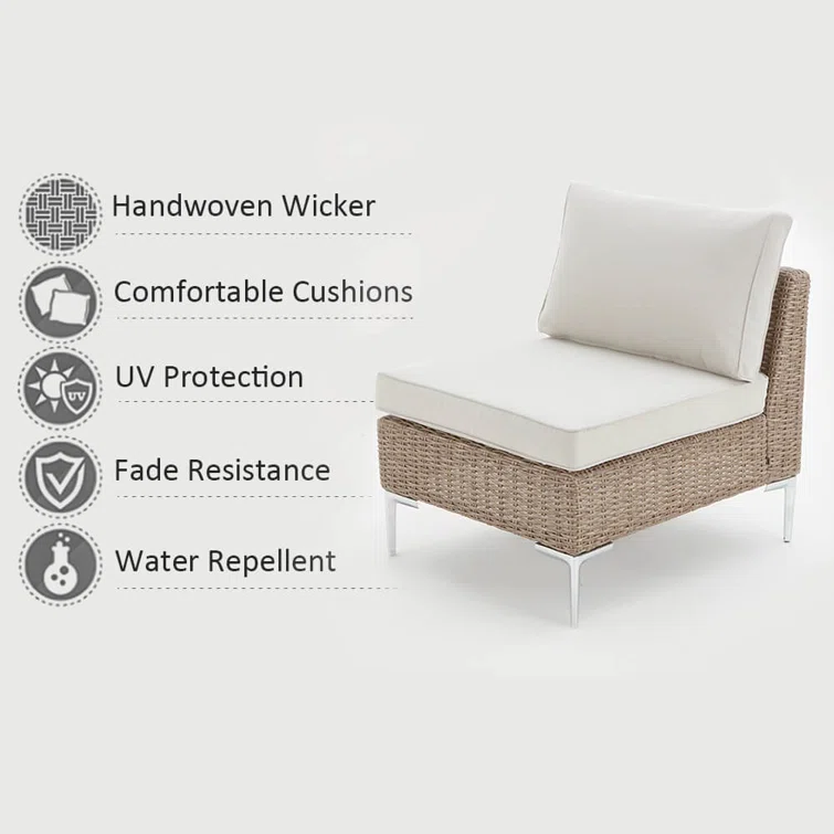Quadrell 6 - Person Outdoor Wicker Patio Conversation Furniture Set with Optional Fire Pit Table