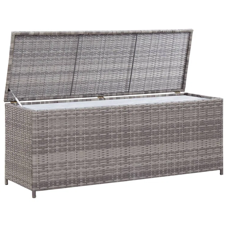 Patio Storage Box Gray 47.2" x 19.7" x 23.6" Poly Rattan