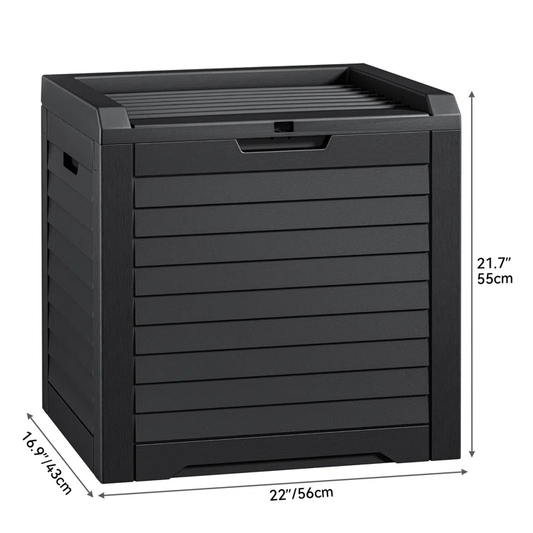 Edrosie Inc Gallon 22'' W 31 Gallons Water Resistant Resin Lockable Deck Box in Black
