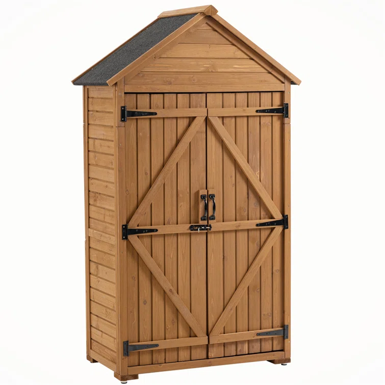 3 ft. W x 2 ft. D Wood Vertical Tool Shed, Storage Cabinet, Outside Wooden Shed Closet with Latch