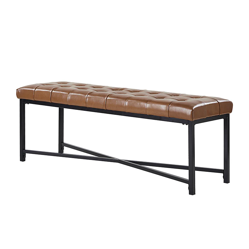 Arnold Versatile Elegance: Genuine Leather Bench with Button-Tufted Design