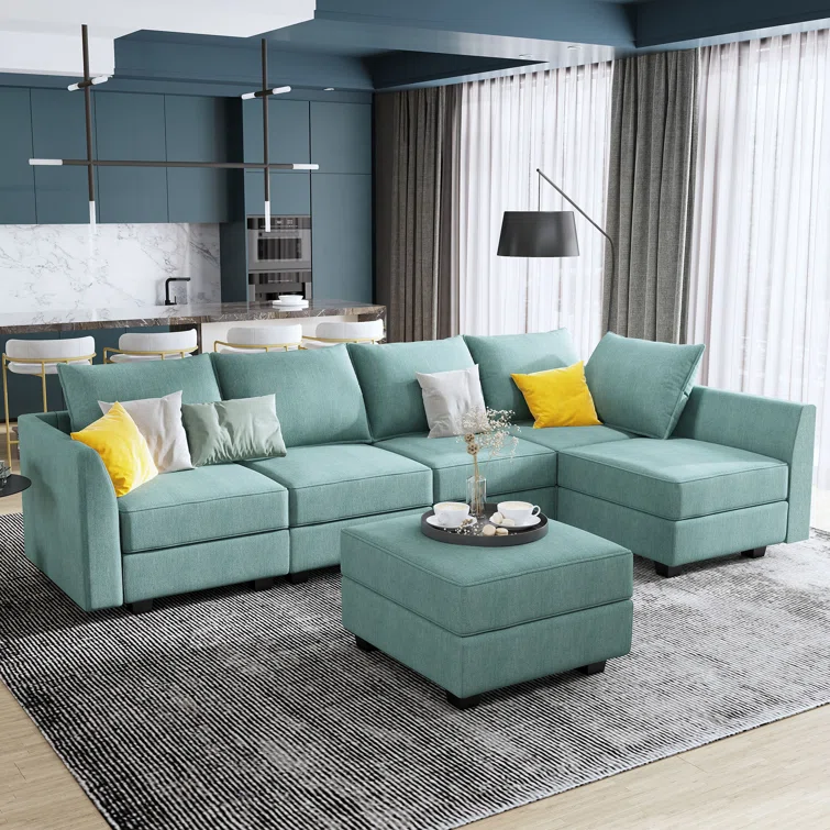 U shaped Upholstered Modular Sectional Storage Sofa Couch