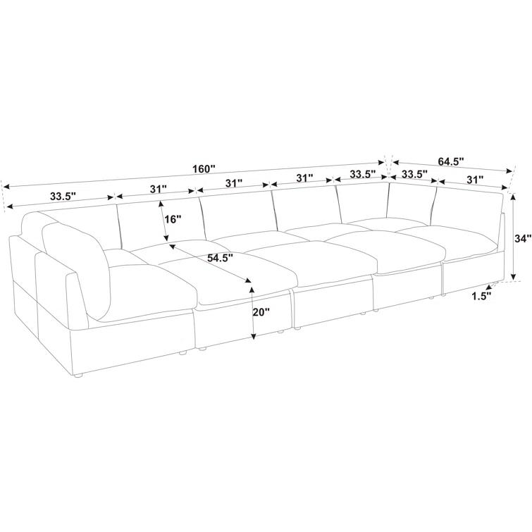 Arfsten 10 - Piece Corduroy Sectional
