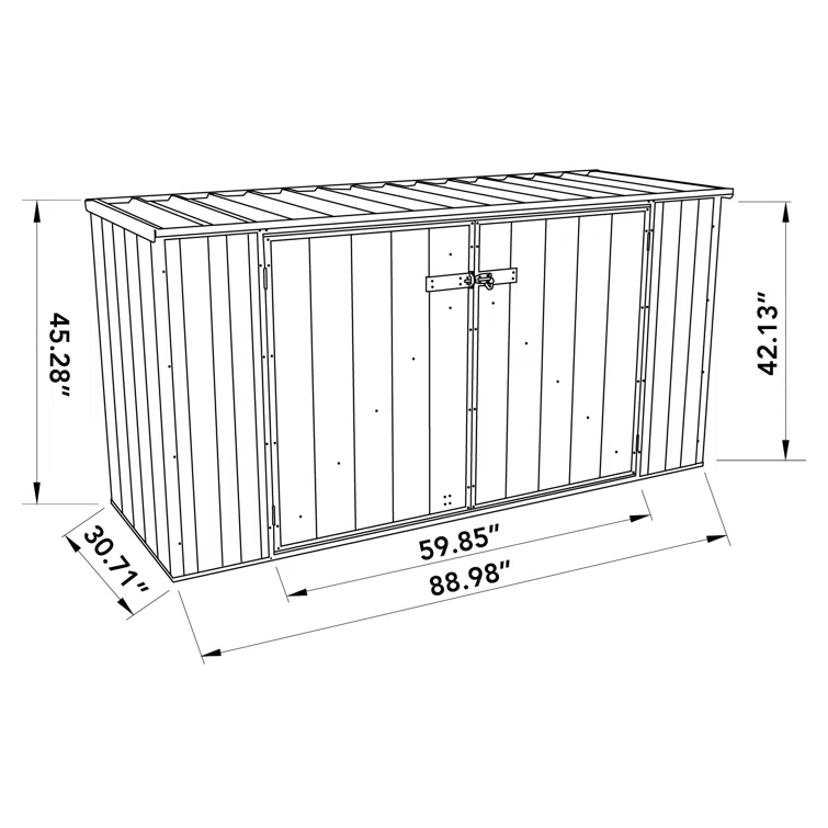 Utility 7 ft. W x 3 ft. D Galvanized Steel Storage Shed