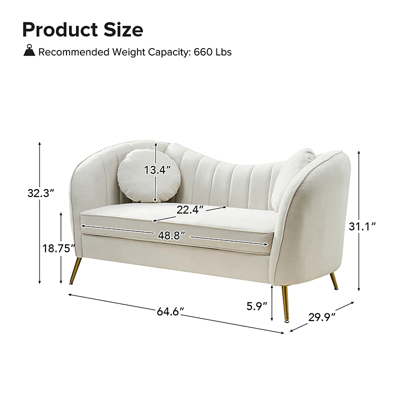 Emilio Contemporary Tufted Back Elegant and Comfortable Loveseat