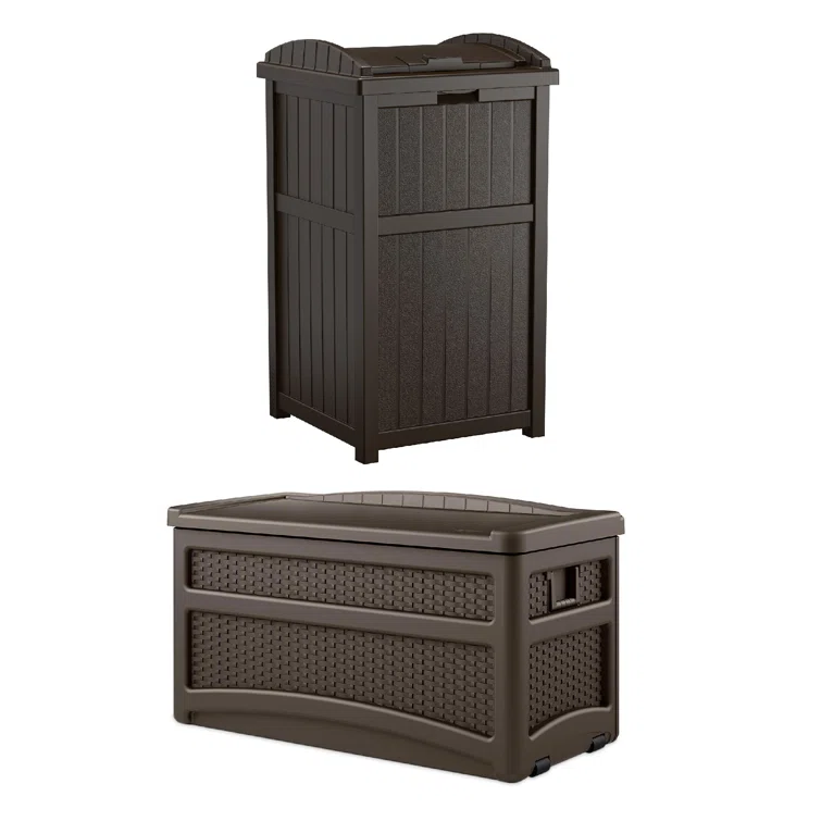 Suncast 46'' W 73 Gallons Water Resistant Resin Lockable Deck Box in Brown