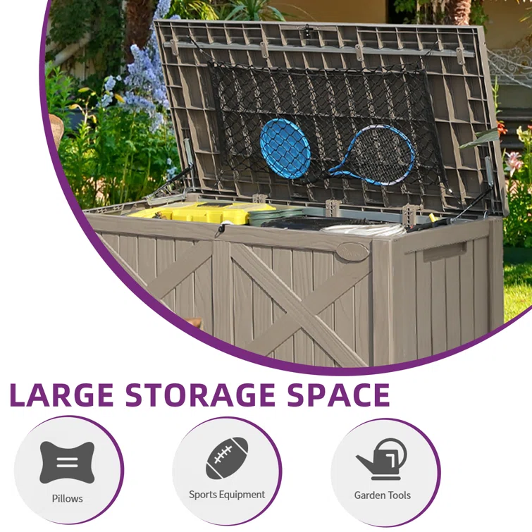 YITAHOME 56.2'' W 120 Gallons Water Resistant Resin Lockable Deck Box