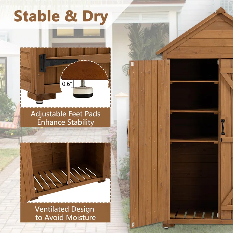 3 ft. W x 2 ft. D Solid Wood Storage Shed