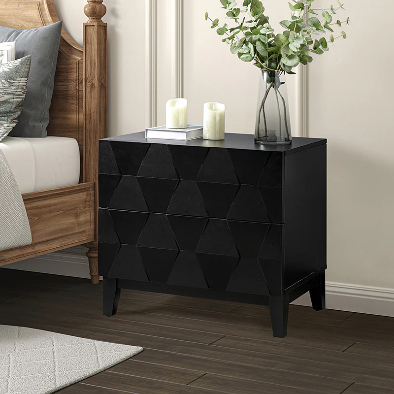 Kamu 2 - Drawer Nightstand Chest with Built-in Outlets