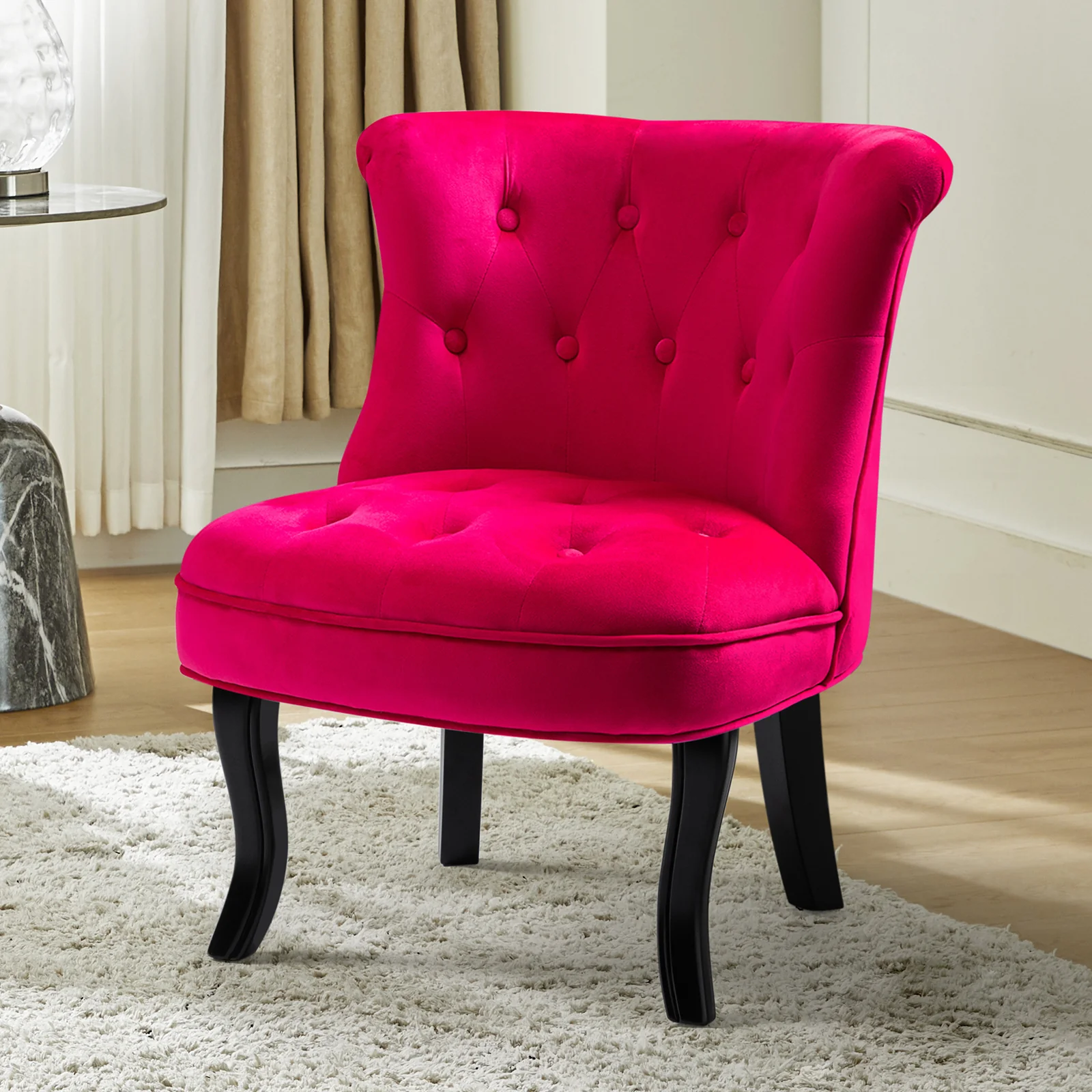 Elegantly Curved Jonnie Tufted Vanity Stool