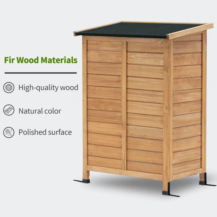 24.6 in. W x 18 in. D Outdoor Wood Storage Cabinet,Garden Wooden Tool Shed with Double Doors