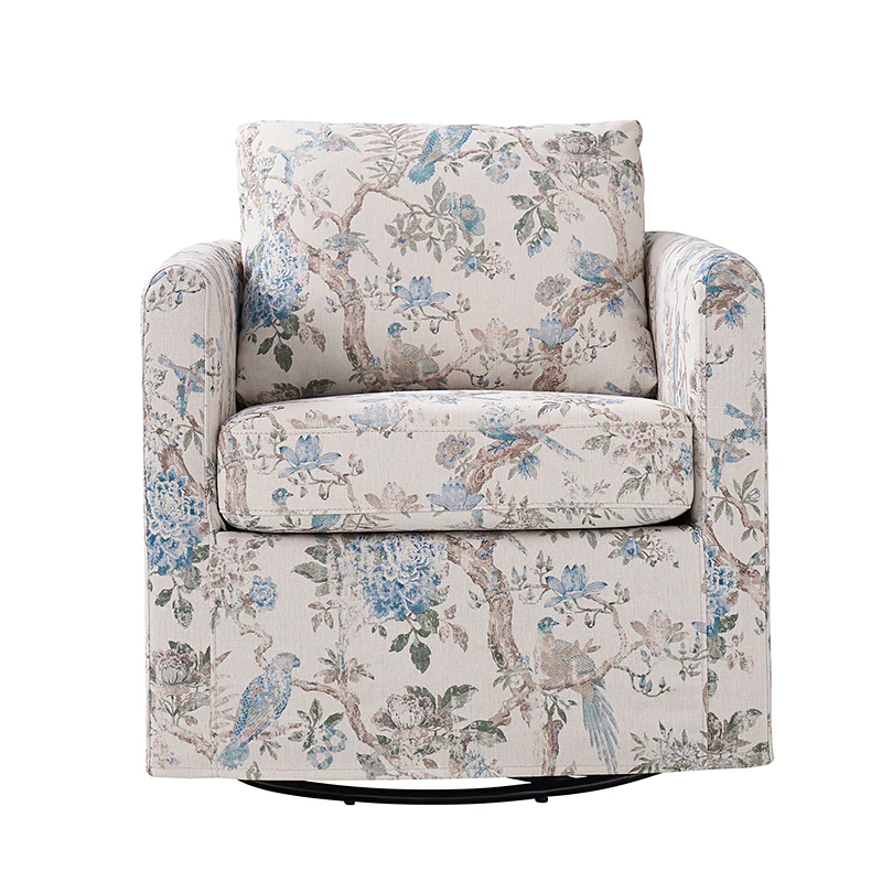 Claudius Upholstered Slipcovered Swivel Barrel Chair