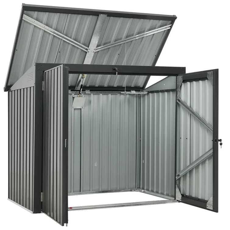 5 ft. 2 in. W x 3 ft. 4 in. D Metal Horizontal Garbage Shed