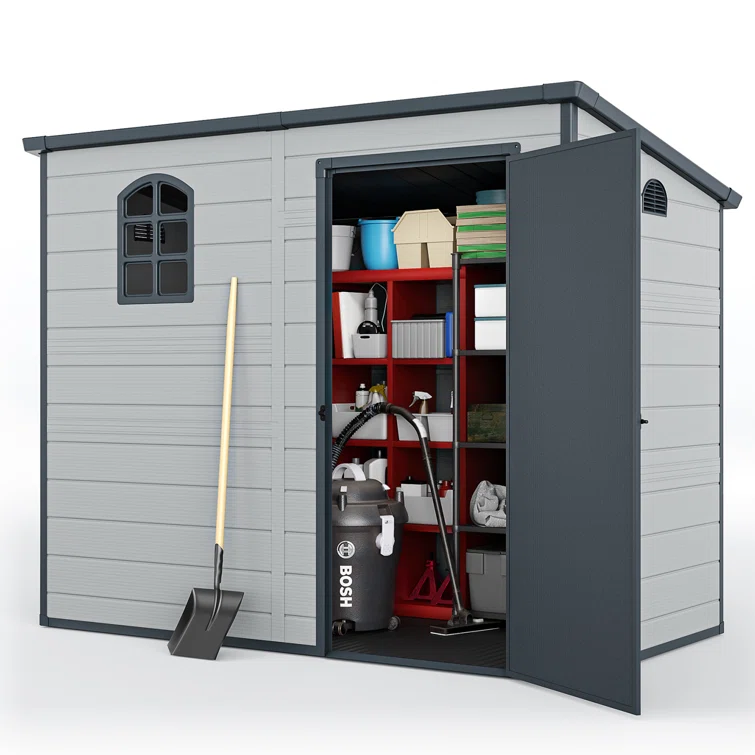8.1 ft. W x 4.7 ft. D Plastic Outdoor Patio Storage Shed Lean-To Garage Shed