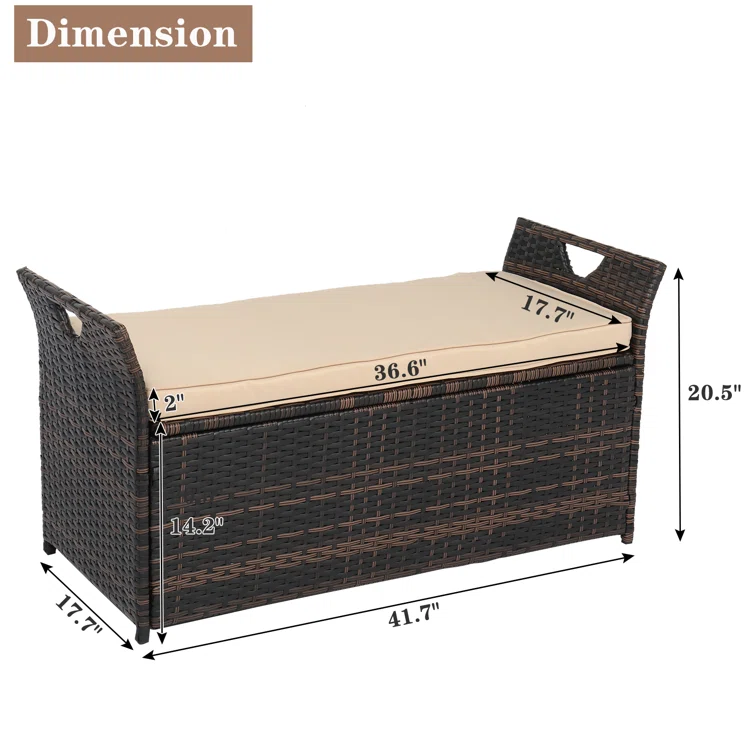 Winado 41.7'' W 33 Gallons Wicker Storage Bench