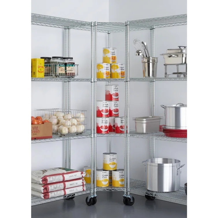 EcoStorage® 27" W x 18" D 4 Tier Corner Wire Shelving with Wheels