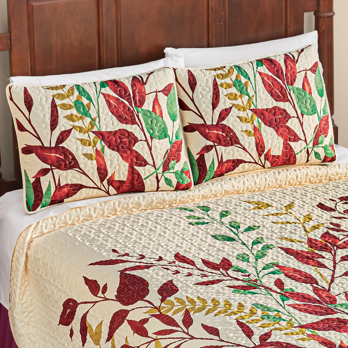 Colorful Arching Autumn Garden Leaves Pillow Sham